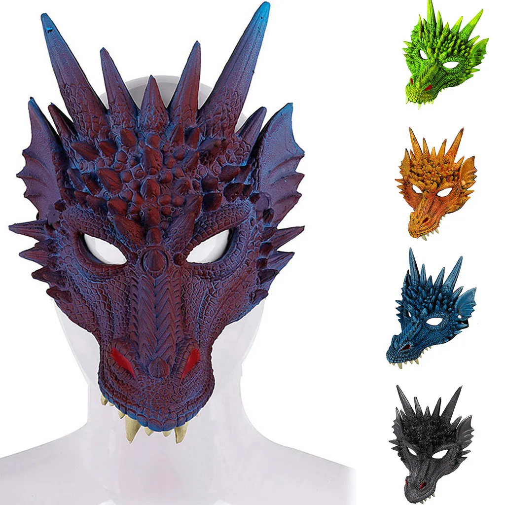 

New Halloween Props 4D Dragon Mask Half Face Mask For Kids Teens Halloween Costume Party Decorations Adult Dragon Cosplay Props