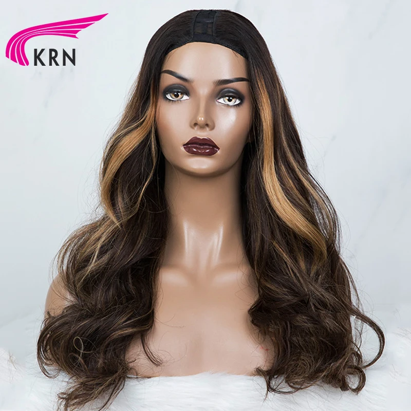 Headband Wigs Body Wave Hair Highlight Color Wigs For Human Women Hair Brazilian Remy Highlight Brown Wigs Honey Blonde Wig