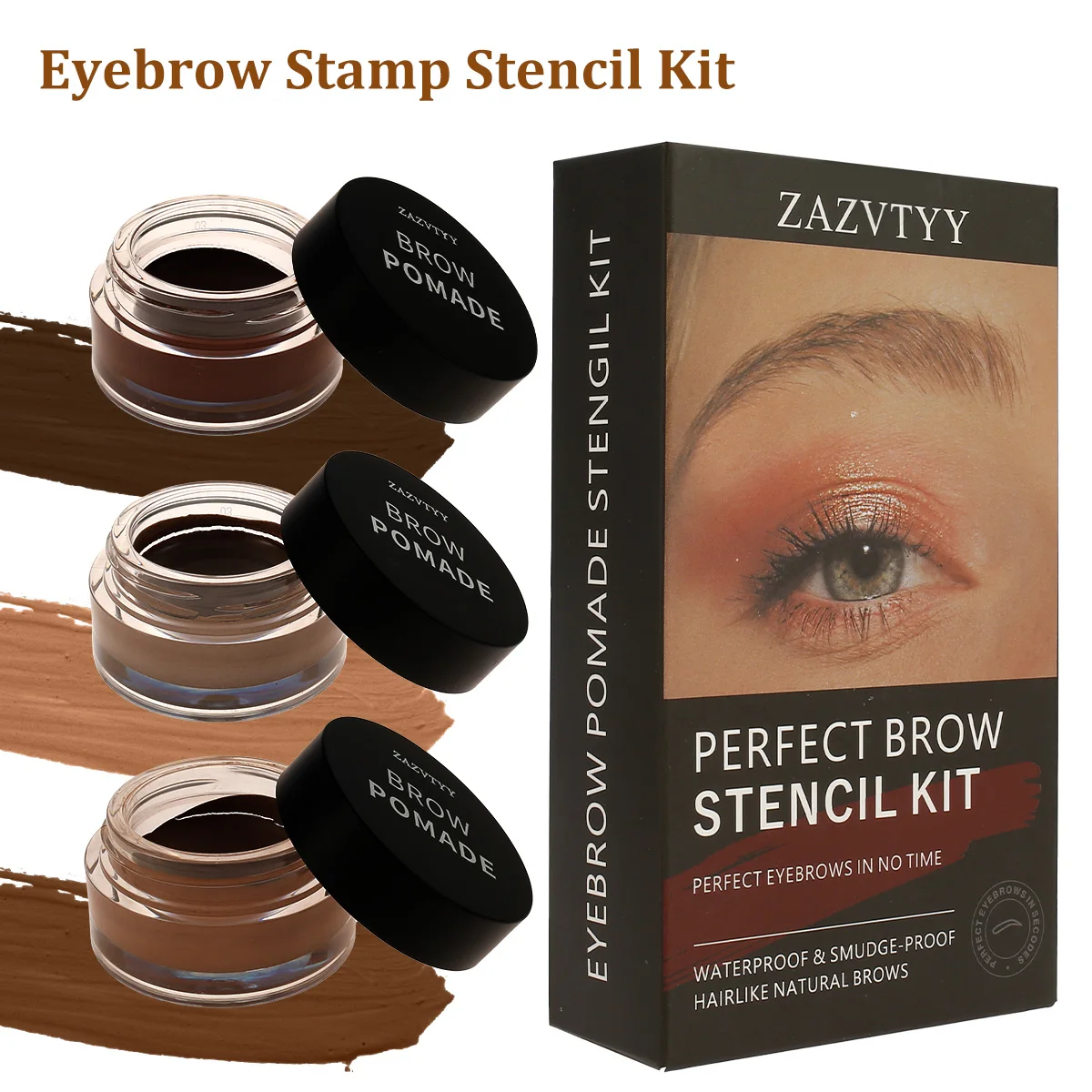 

Eyebrow Stamp Stencil Kit Waterproof Eye Brow Stamping Set with 10 Reusable Brow Stencils Sponge Applicator Long-Lasting Eyebrow