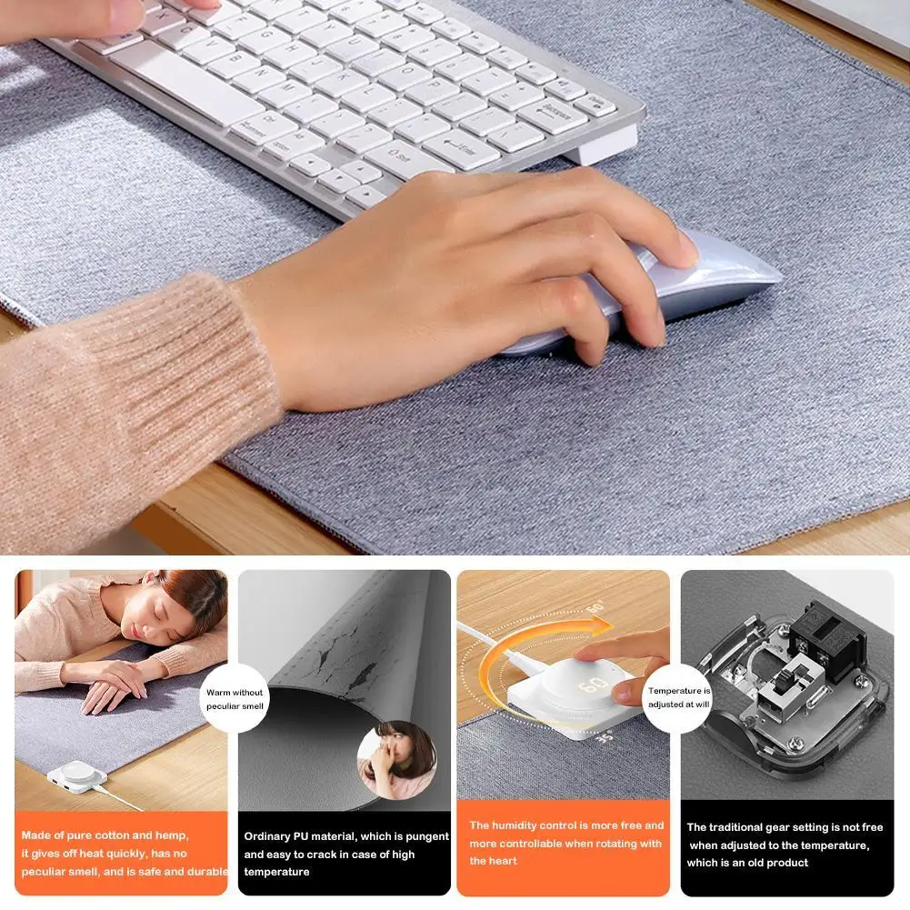 

New Electric Heat Mouse Pad Table Mat Display Temperature Heating Mouse Pad Keep Winter Warm Hand For Office Computer Desk Keybo