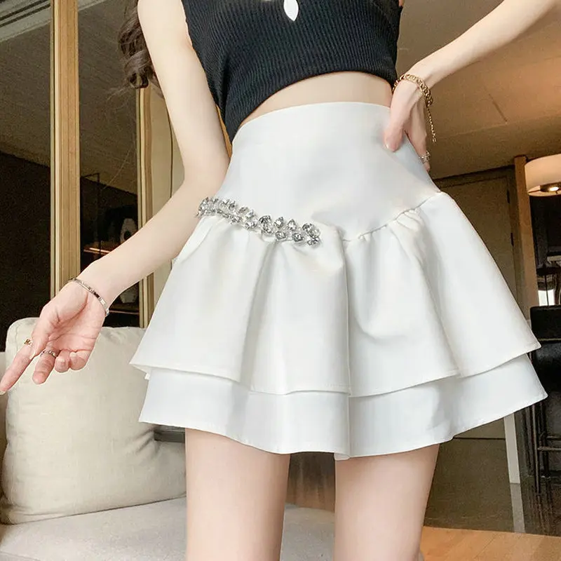 Pleated Skirt Women Kawaii Black High Waisted Mini Skirts for Girls Summer Korean Fashion Preppy Style Elegant