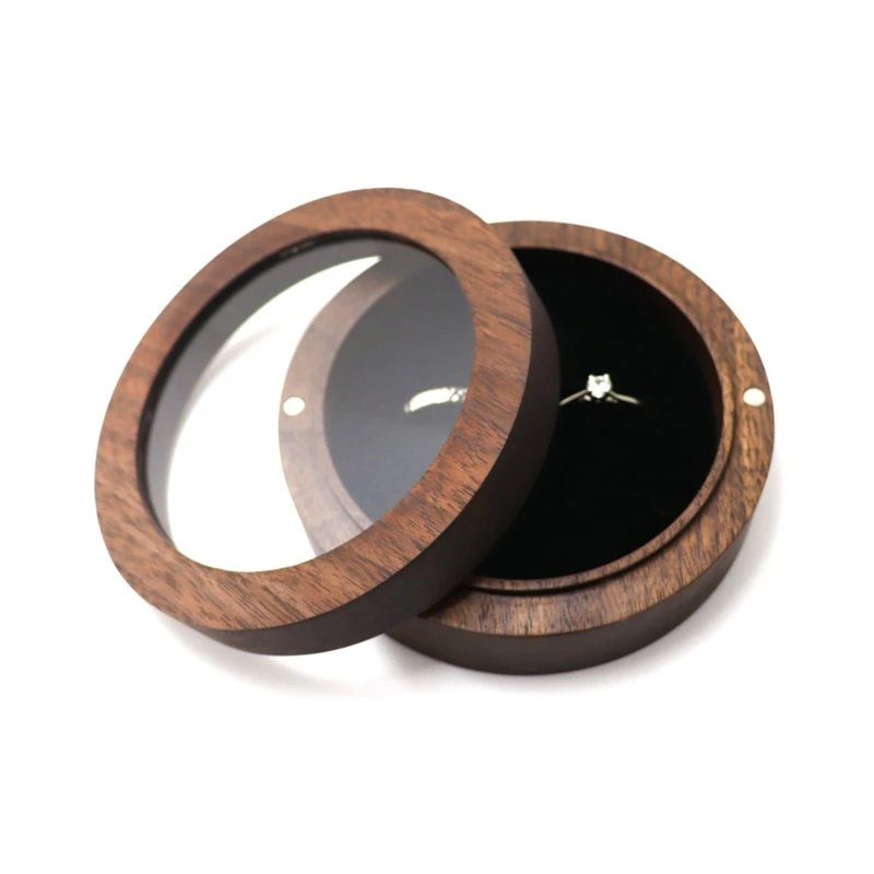 

Wooden Wedding Ring Box Ring Holder Case Engagement Ring Box Jewelry Boxes Storage Vintage Ring Holder Pair Case Holding