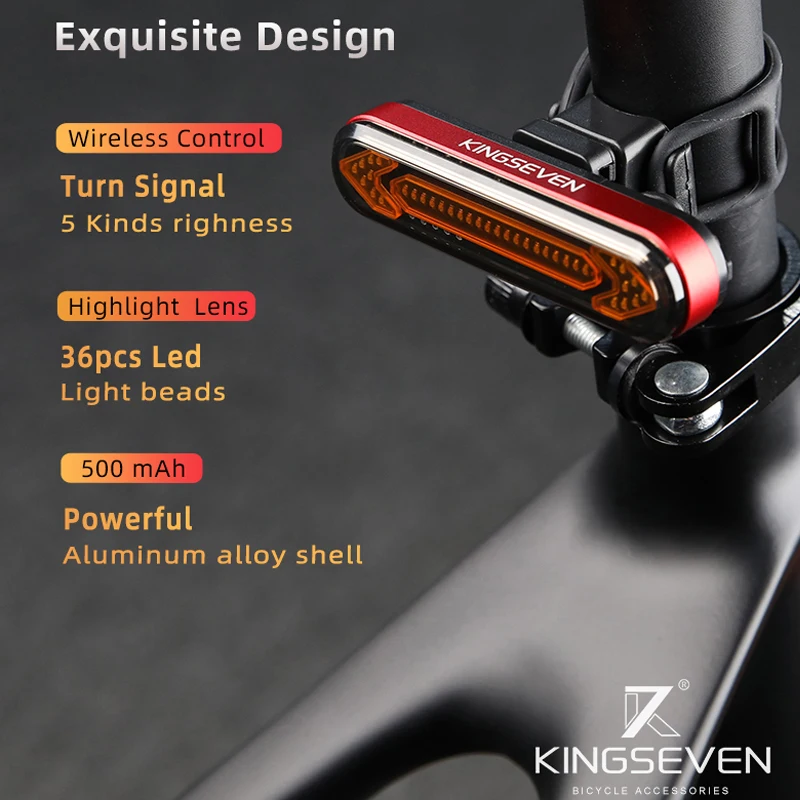 Беспроводной Перезаряжаемый USB-фонарь заднего фонаря для велосипеда KINGSEVEN -