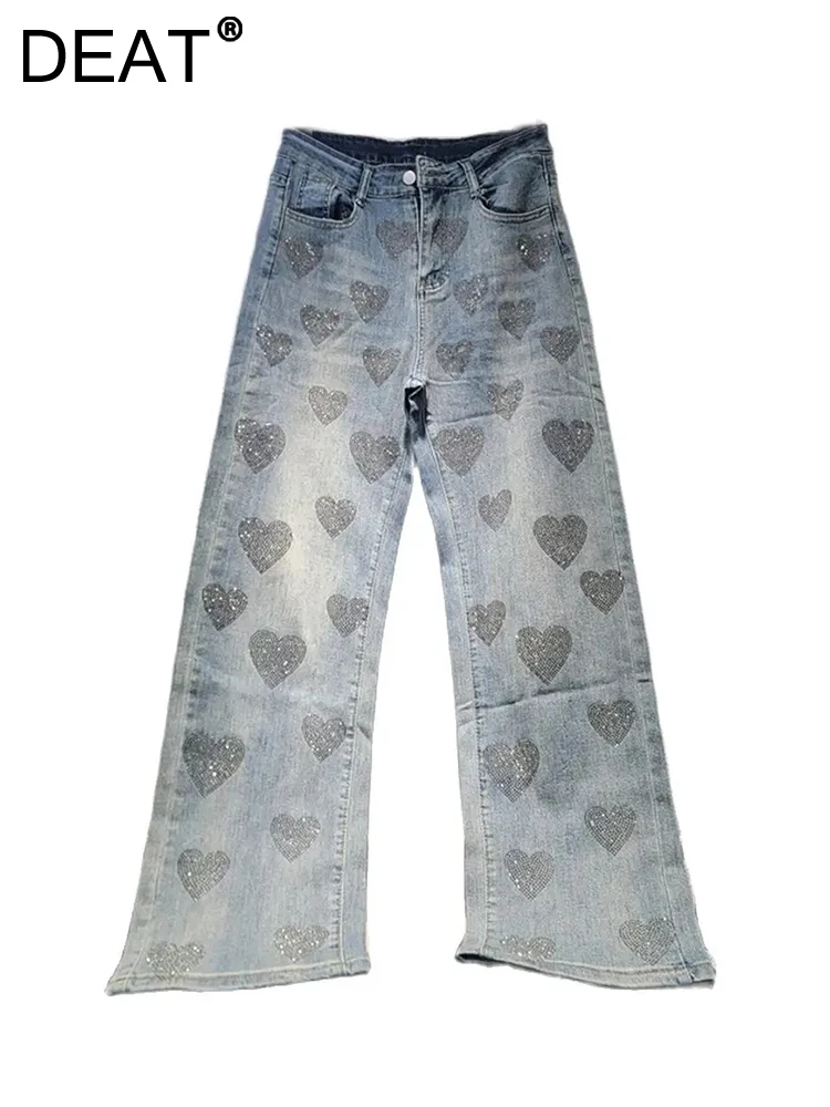 Женские джинсы с завышенной талией DEAT свободные прямые широкие брюки из денима