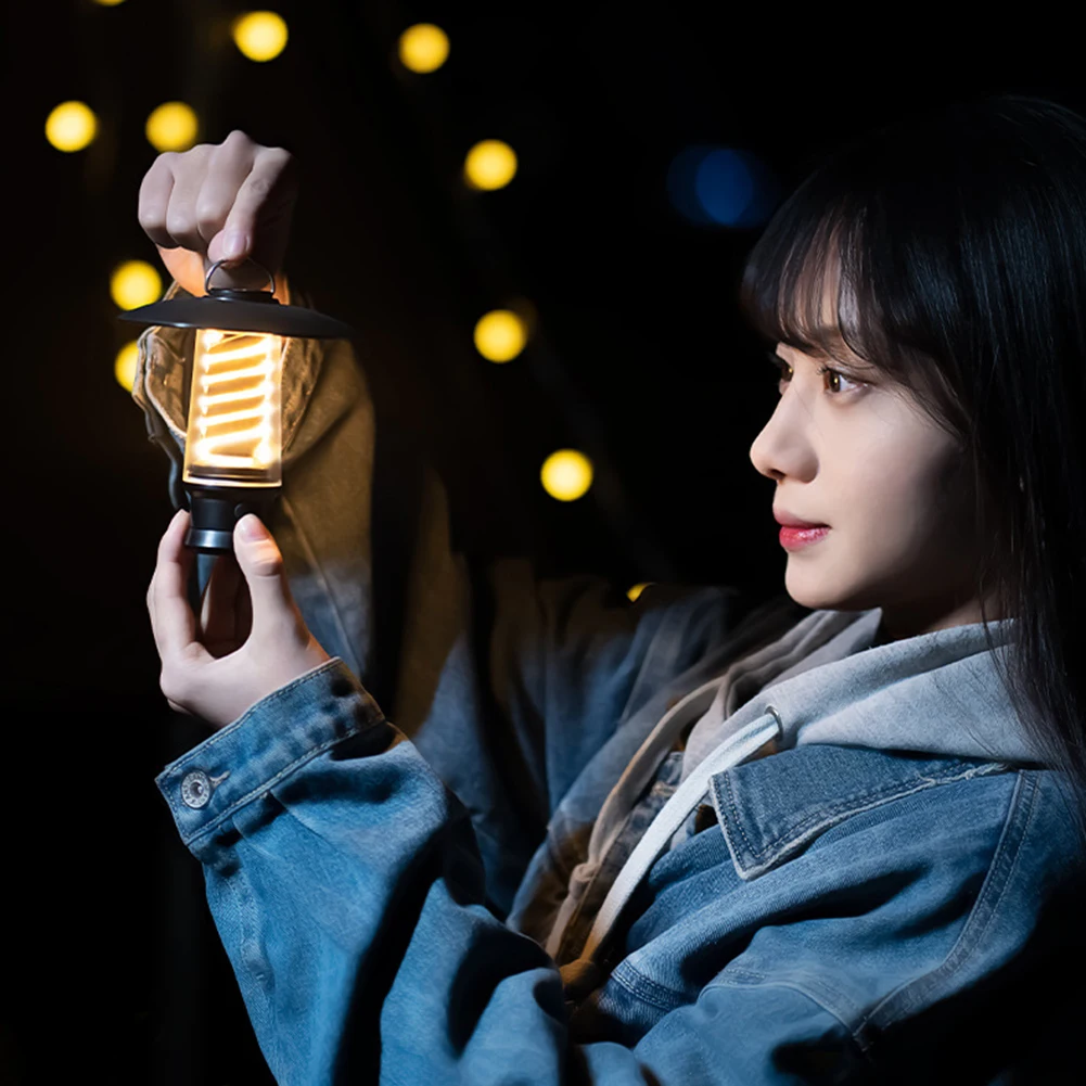 

LED Decorative Hanging Lights Waterproof Retro Camping Lighting Lightweight with Hook Rechargeable for Night Hiking Equipment