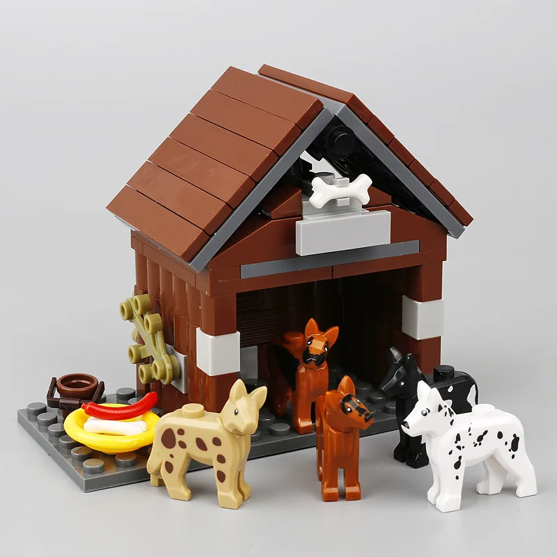 

Feleph домашний питомец собака будка животное кабина строительные блоки MOC ферма улица вид сельская местность питомец парк набор моделей Детские обучающие игрушки