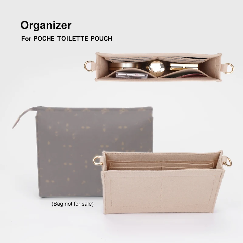 

Storage For POCHE TOILETTE POUCH 19 26 Felt Insert Organizer, Travel Makeup Handbag Inner Purse,Cosmetic Bag With Card Holder