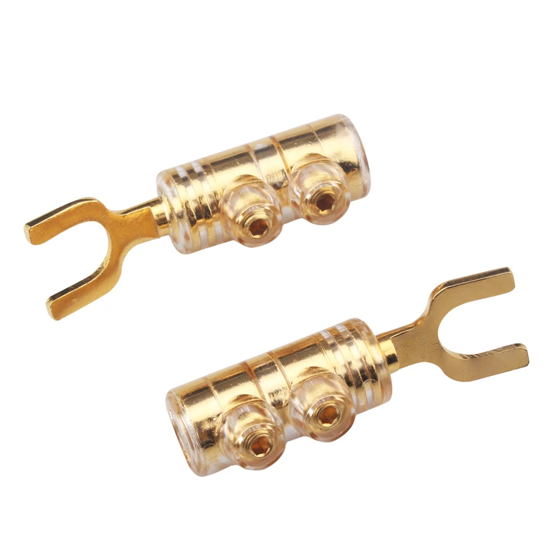 

HiFi Audio Adapter Copper U Spade Plug Audiophile Gold Plated Y Shap Speaker Cable Connector