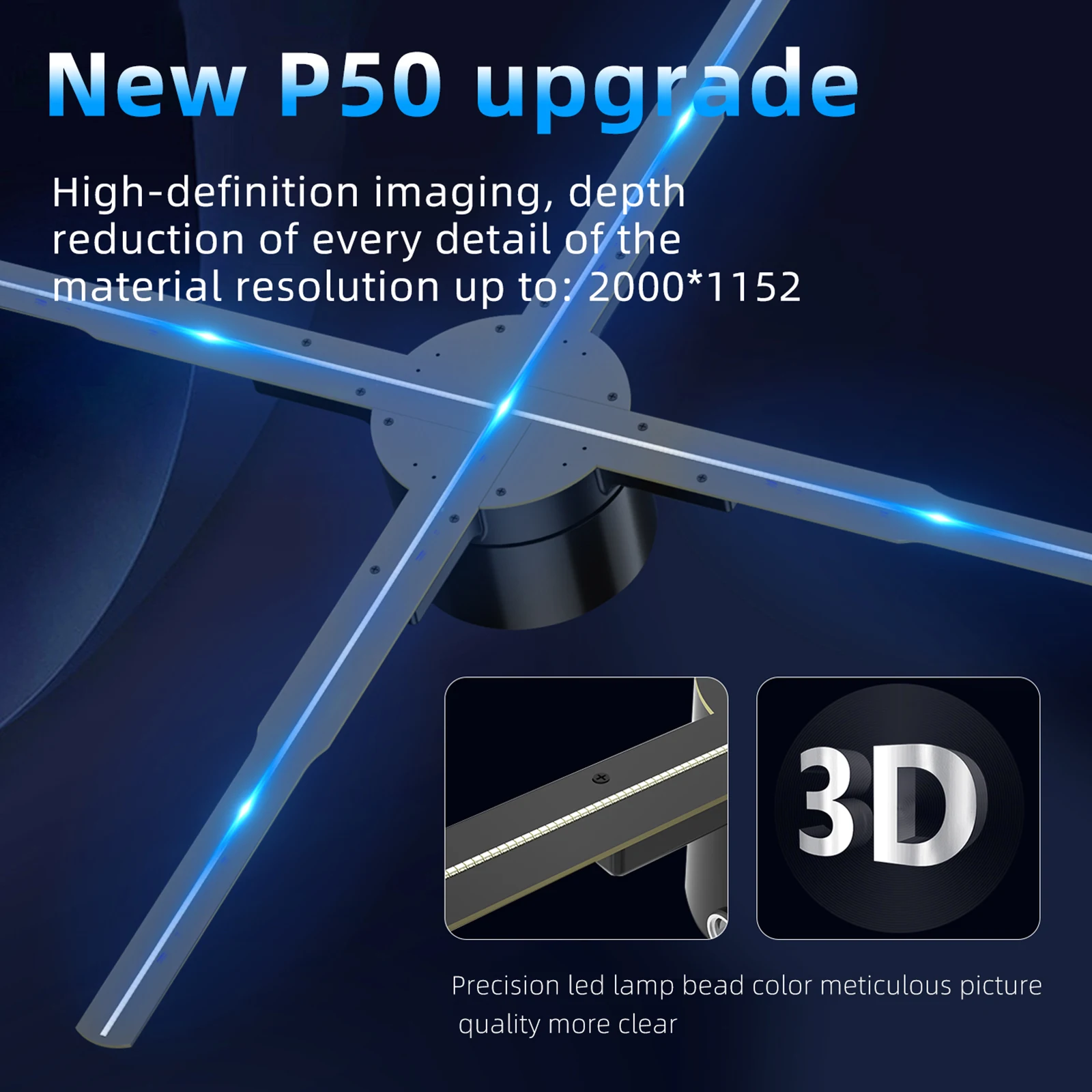 3D Голограмма проектор вентилятор P50 рекламный дисплей настенный голографический