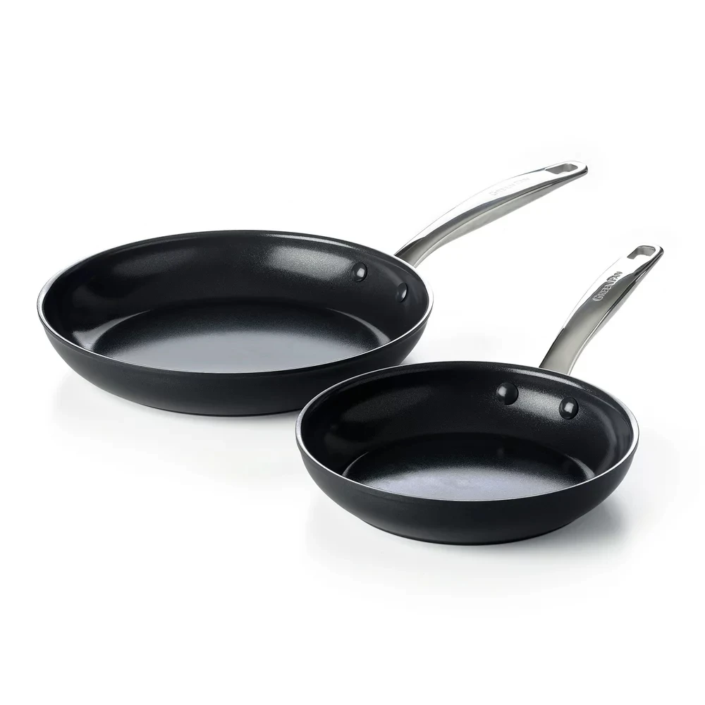 

Midnight Hard Anodized Healthy Ceramic Nonstick, 10" and 12" Frying Pan Skillet Set, PFAS-Free, Dishwasher Safe, Oven Safe, Blac