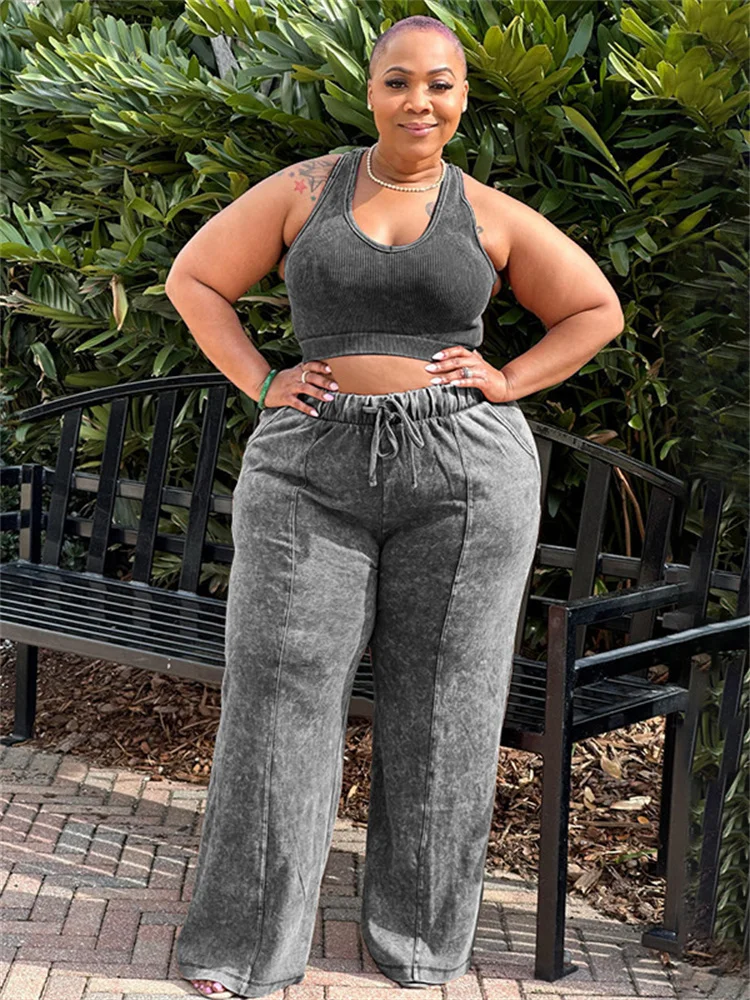 Plus Size Pants Sets Women New in Summer Clothes Two Piece Outfits Sweatpants Matching Tracksuit Whole 3xl 4xl 5xl 6xl
