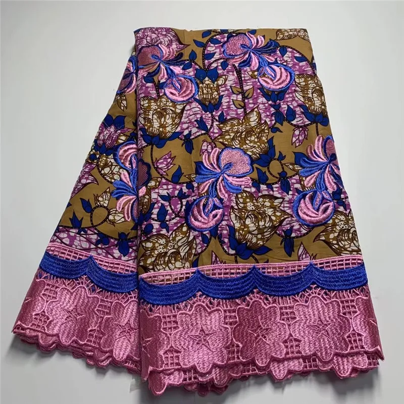 

Swiss Wax Lace African Ankara Fabric High Quality Italy Wax Prints Fabric With Guipure Cord Lace Ankara 6 yards/piece 1945
