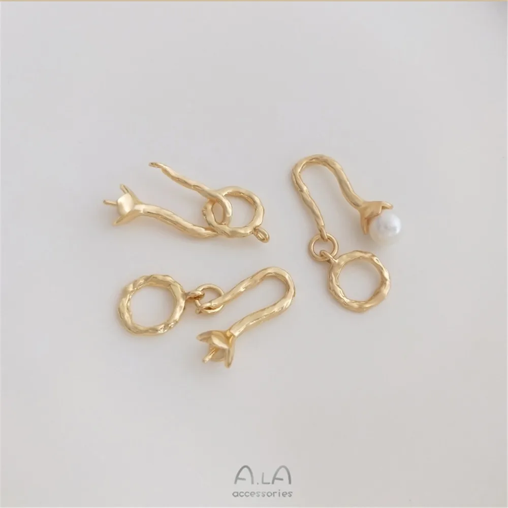 

14K gold bracketed bead hook shaped jewelry buckle DIY handmade sticky pearl bracelet necklace connection end buckle