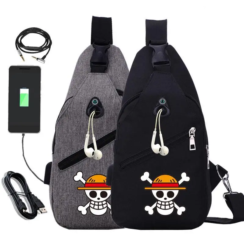 

New One Piece shoulder bag One Piece Luffy anime crossbody bag student male chest bag Japanese small backpack Christmas gift