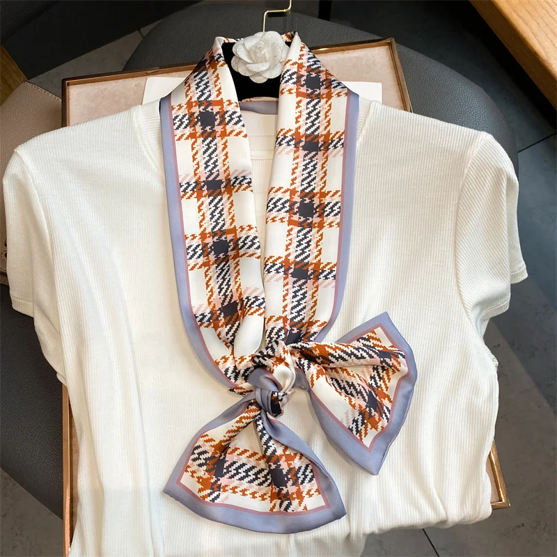 

2022 Fashion Headscarf Women Hair Bands Ribbon Satin Silk Scrunchies Headband Ladies Bag Scarf Neck Tie Kerchief Bandana Bezel