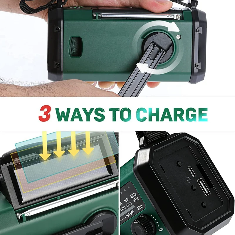 

1 шт. аварийный ручной радиоприемник на солнечной батарее, пластиковое AM FM NOAA погодное радио, SOS, 3 режима