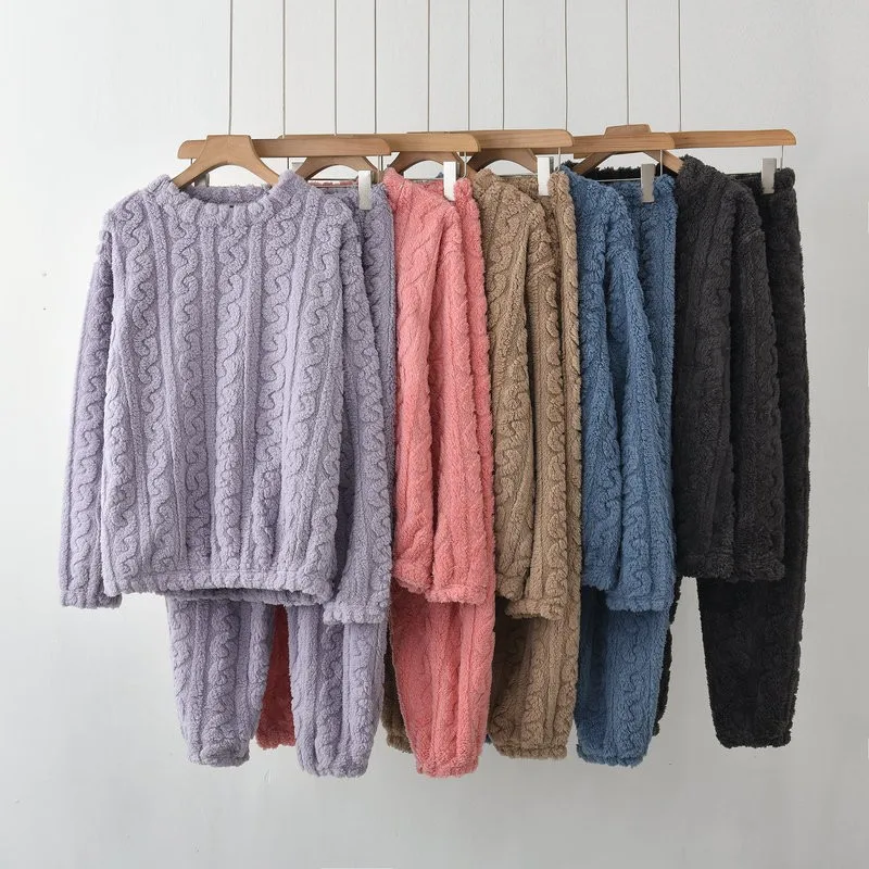 Коралловый флис жаккардовая домашняя одежда комплект из 2 предметов теплый