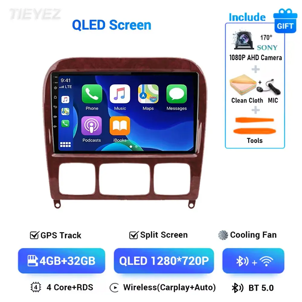 

Android 15 Carplay Auto для Mercedes Benz S-Class S Class W220 VV220 1998-2005 автомобильный радиоприемник навигация GPS мультимедийное видео WIFI + 4G