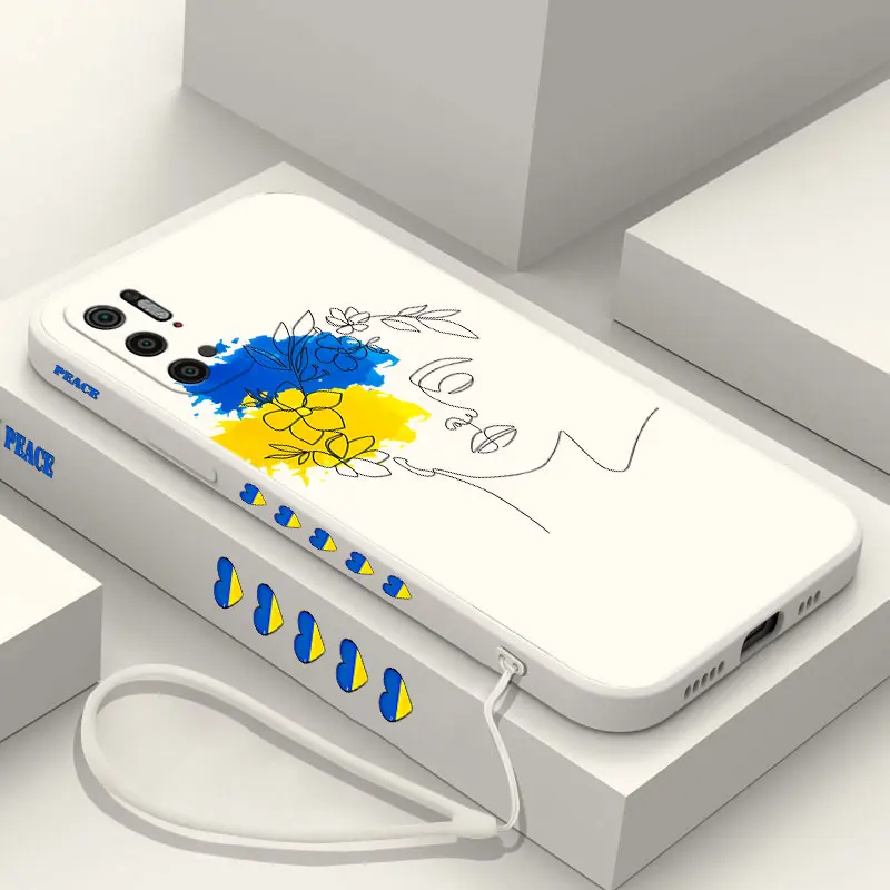 

Ukraine Flag Art Phone Case For Xiaomi Poco C31 X4 M4 F3 X3 NFC M3 M2 X2 Pro 4G 5G GT Liquid Silicone Cover with Strap