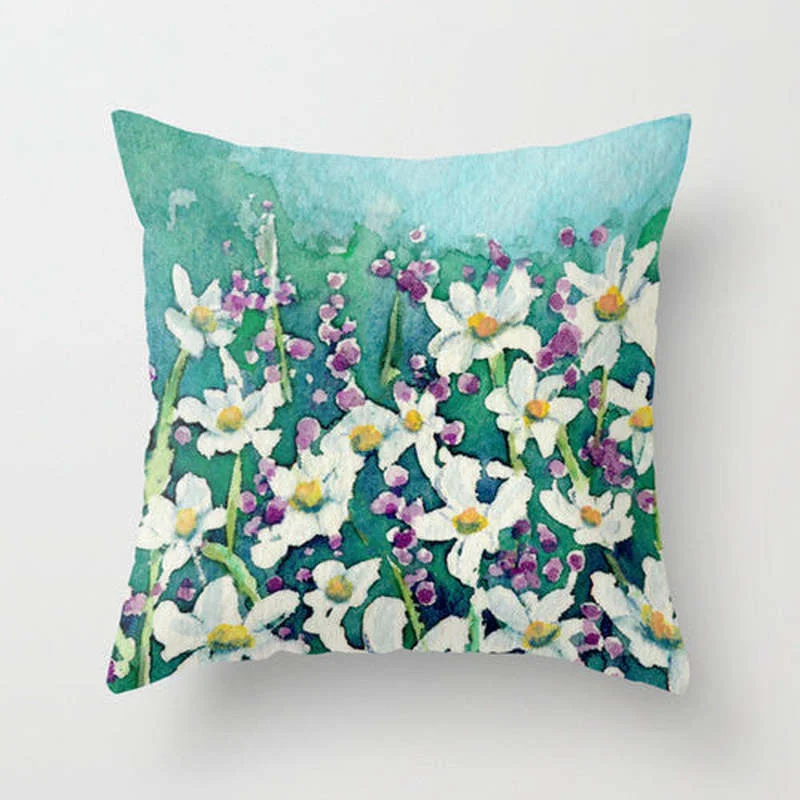 Decorative Pillow Cover - Dancing Daisies Floral Pillow Case - Throw Pillow Cushion Home Decor