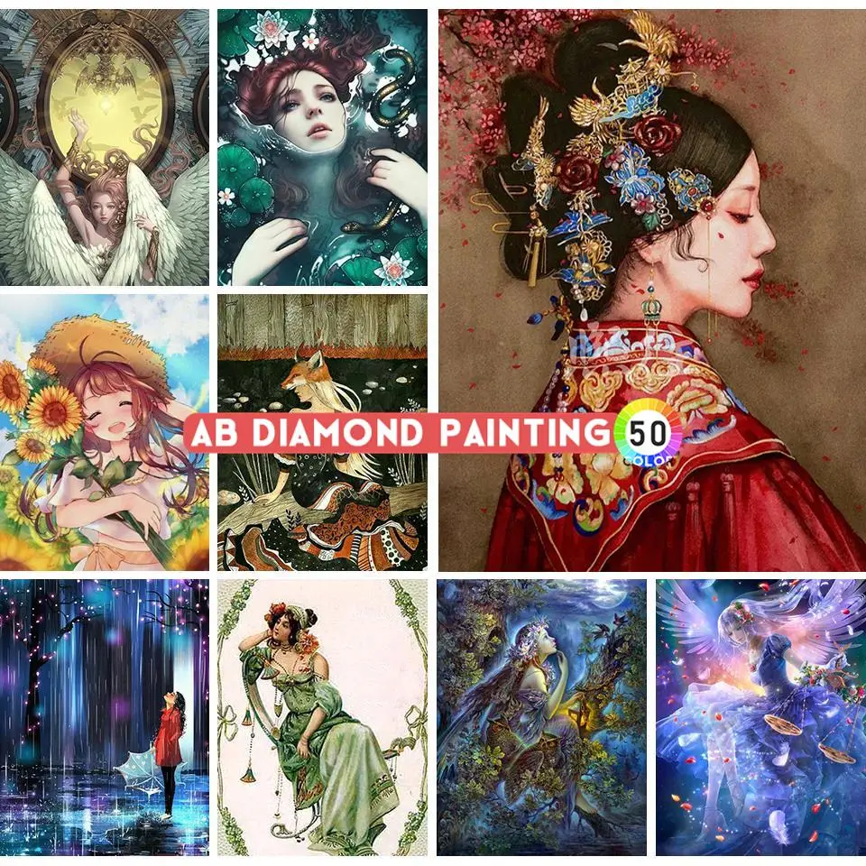

AB Dill Diamond Art Painting Kits 50 Colors Noble Woman Interior Paintings Diamonds for Crafts Mosaic Embroidery Full 5d Kit New