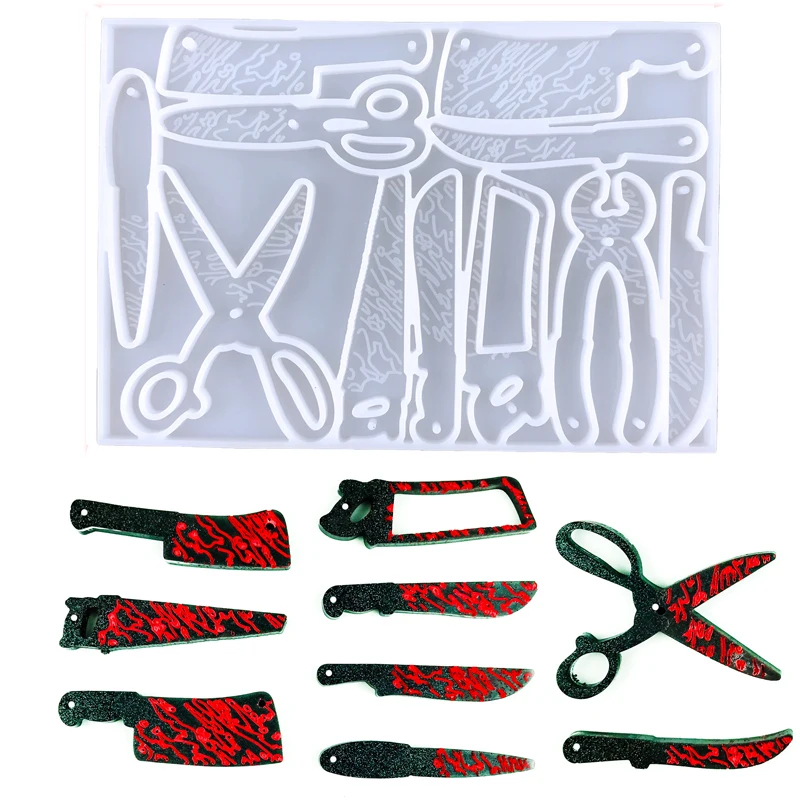 

11 In 1 Home Tools Charms Mold for Resin DIY Epoxy Casting Silicone Molds Saw Wrench Charms Keychain Making Supplies