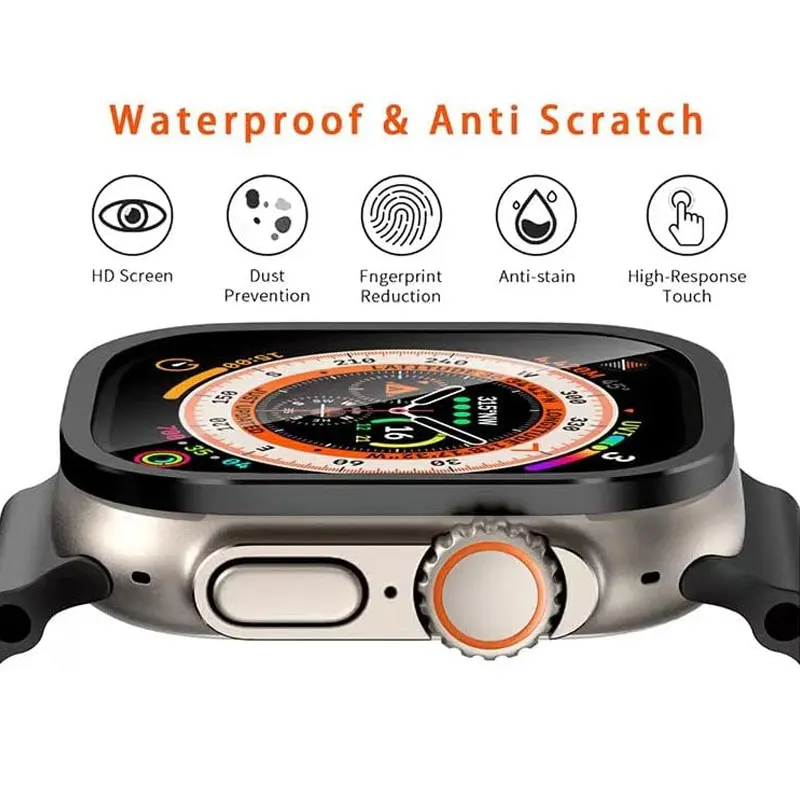 Фото Пленка из закаленного стекла + металлическая рамка для Apple Watch Ultra Series 49 мм, защита от царапин для экрана iWatch Ultra 3 2, аксессуары №3