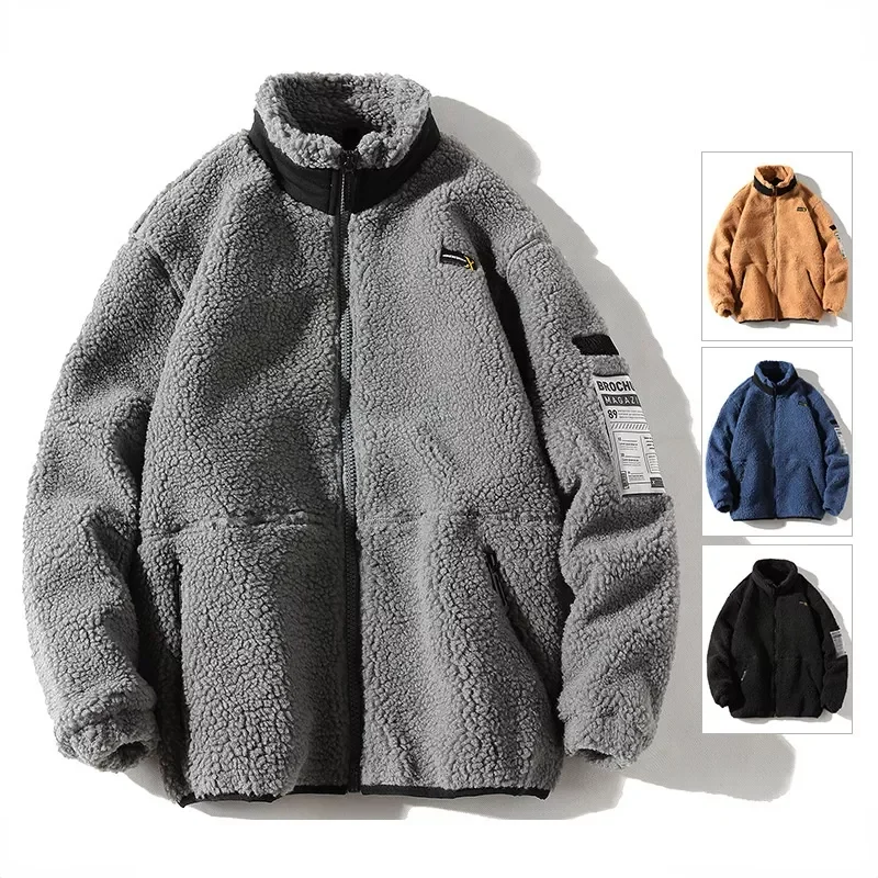

Korean Version of The New Autumn and Winter Men's Jacket Tooling Solid Color Polar Fleece All-match Outdoor Casual Jacket
