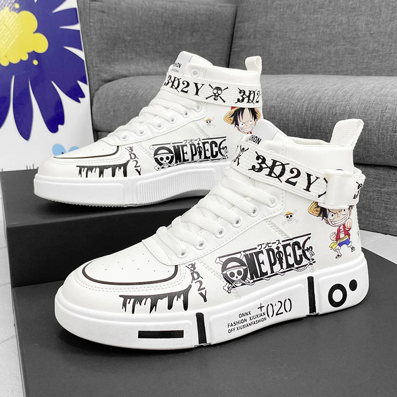 Кроссовки с мультяшным принтом для мужчин и женщин высокие кеды дизайнерские