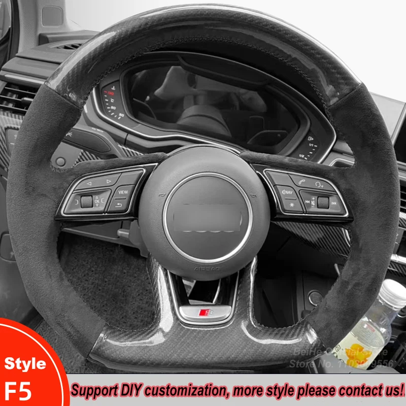 

Hand-stitched Non-slip Suede Leather Car Steering Wheel Cover For Audi A3 8V A4 B9 Avant A5 F5 A1 8X Sportback Q2 2016 2017 2018