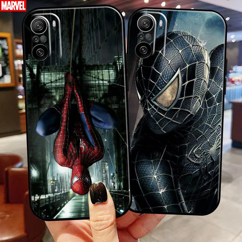 

Marvel Spiderman For Xiaomi Redmi K40 Pro K40 Gaming Phone Case Coque Liquid Silicon Black Funda Back Silicone Cover