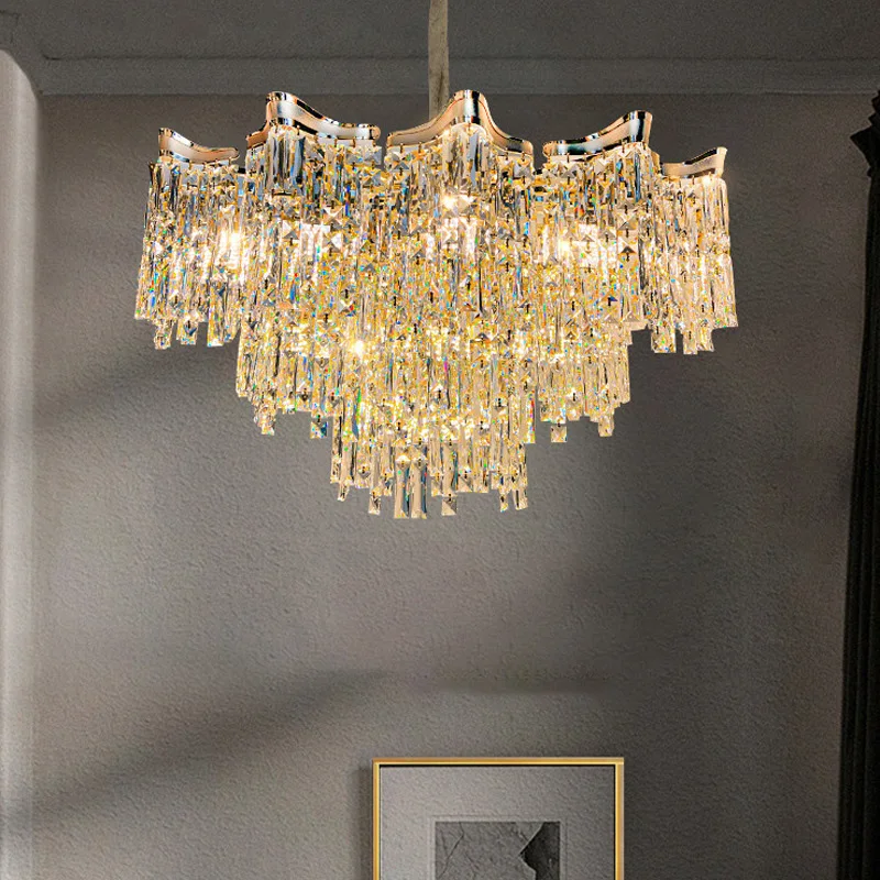 

Light Luxury Crystal Lamp Livingroom Chandelier Personality Atmosphere New Hall Living And Dining RoomBedroomEuropean Chandelier