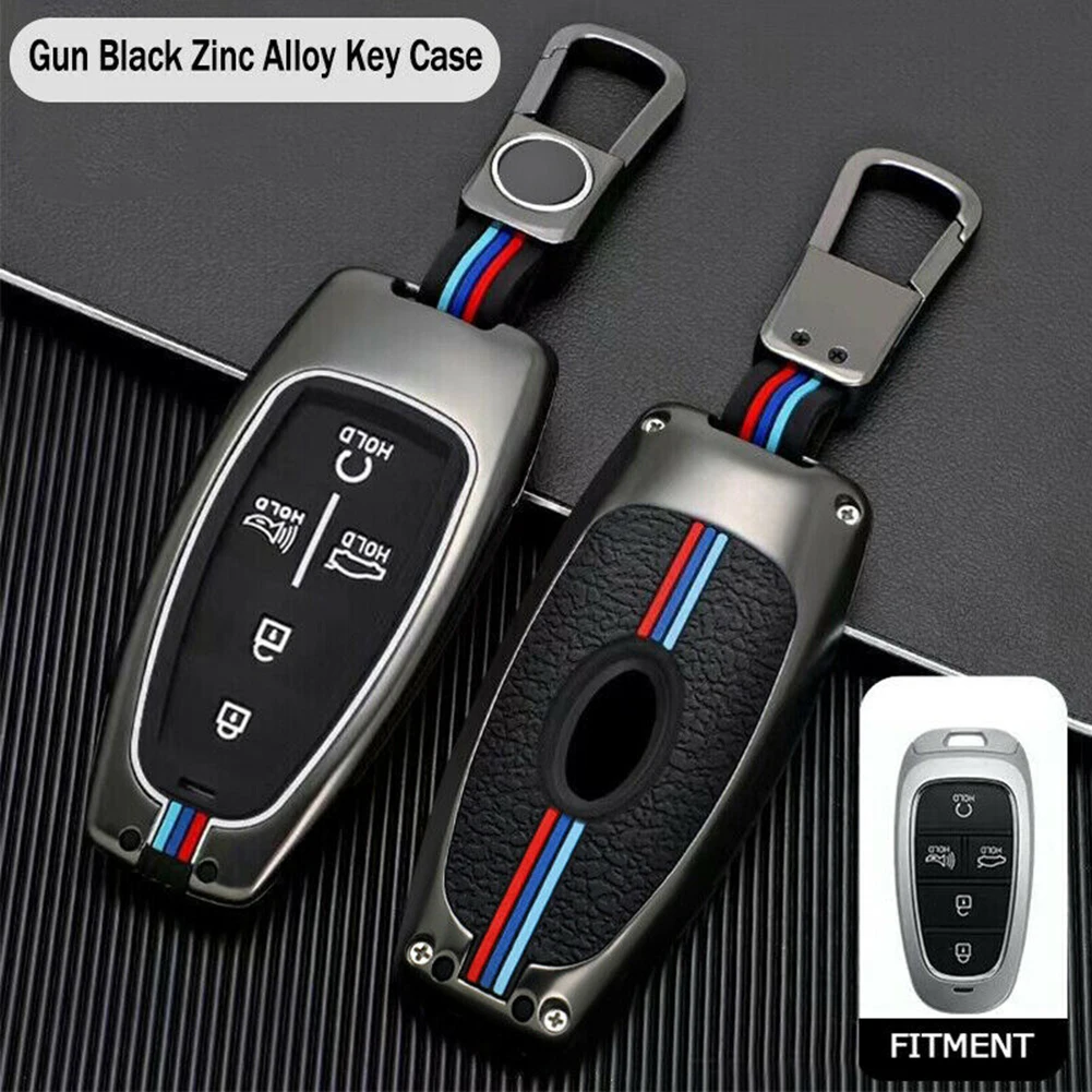 

5 Button FOB Zinc Alloy Remote Key Cover Black/Silve Scratched, Dropped For Hyundai Sonata 20-22 Tucson 20-22 Santa Fe 20-22