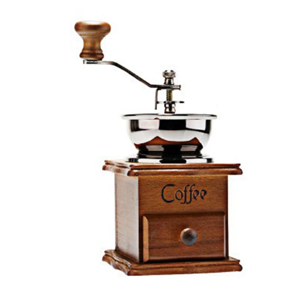 

Ручная деревянная кофемолка из нержавеющей стали в стиле ретро