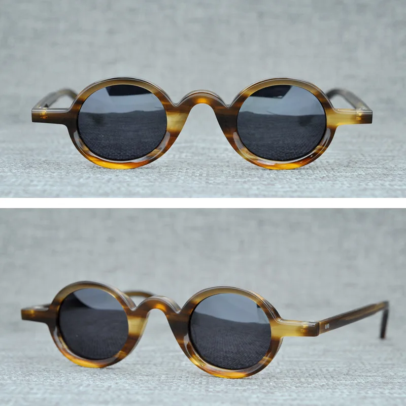 Zerosun Vintage Small Round Polarized Sunglasses Men Women Acetate Frame Resin Lens Sun Glasses Steampunk Goggles Retro Shades
