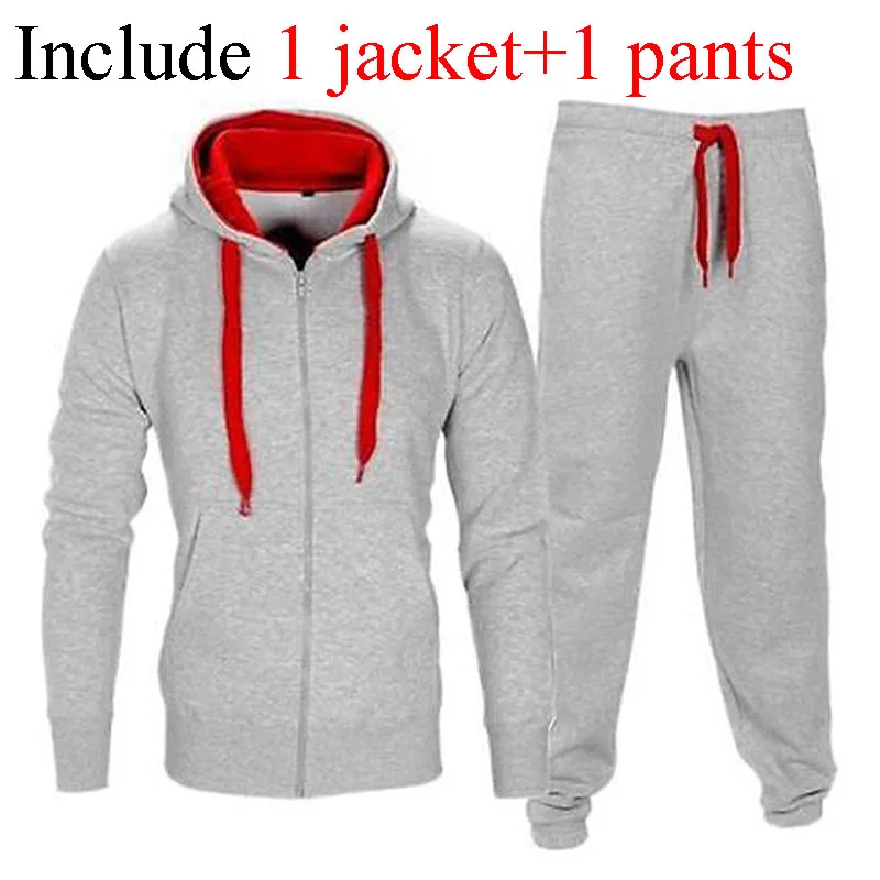 

Men's Sportwear Set Hoodies Sweatshirt & Pant Track Suit Men Causal Hoodies Sets Solid Color Jacket+Pants 2Pcs Tracksuit MY180