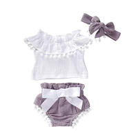 baby girls plaid ruffle bowknot tank top shorts outfit with headband set short sleeve t shirt romper toddler girls summer cloth