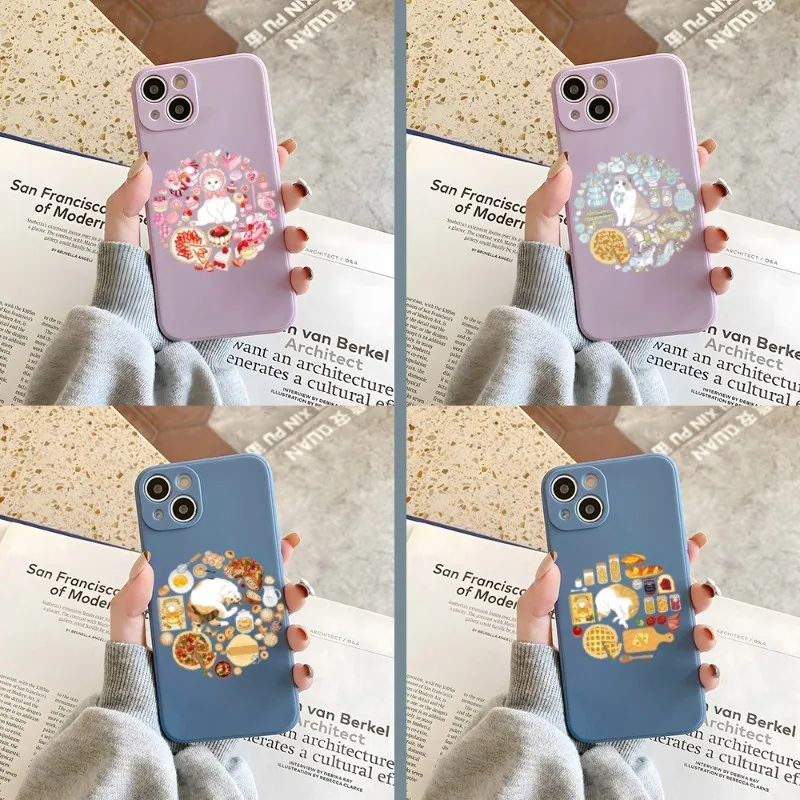 

Fat Cat That Loves To Eat Phone Case Gray And Purple For IPhone 12Pro 13 11 Pro Max Mini Xs X Xr 7 8 6 6s Plus Se 2020 Cover