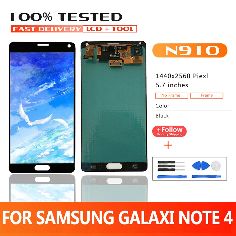 

5.7 inch Premium Quality LCD For Samsung Galaxy Note 4 N910C N910A N910F LCD Screen Dispaly Touch Digitizer Assembly Replacement