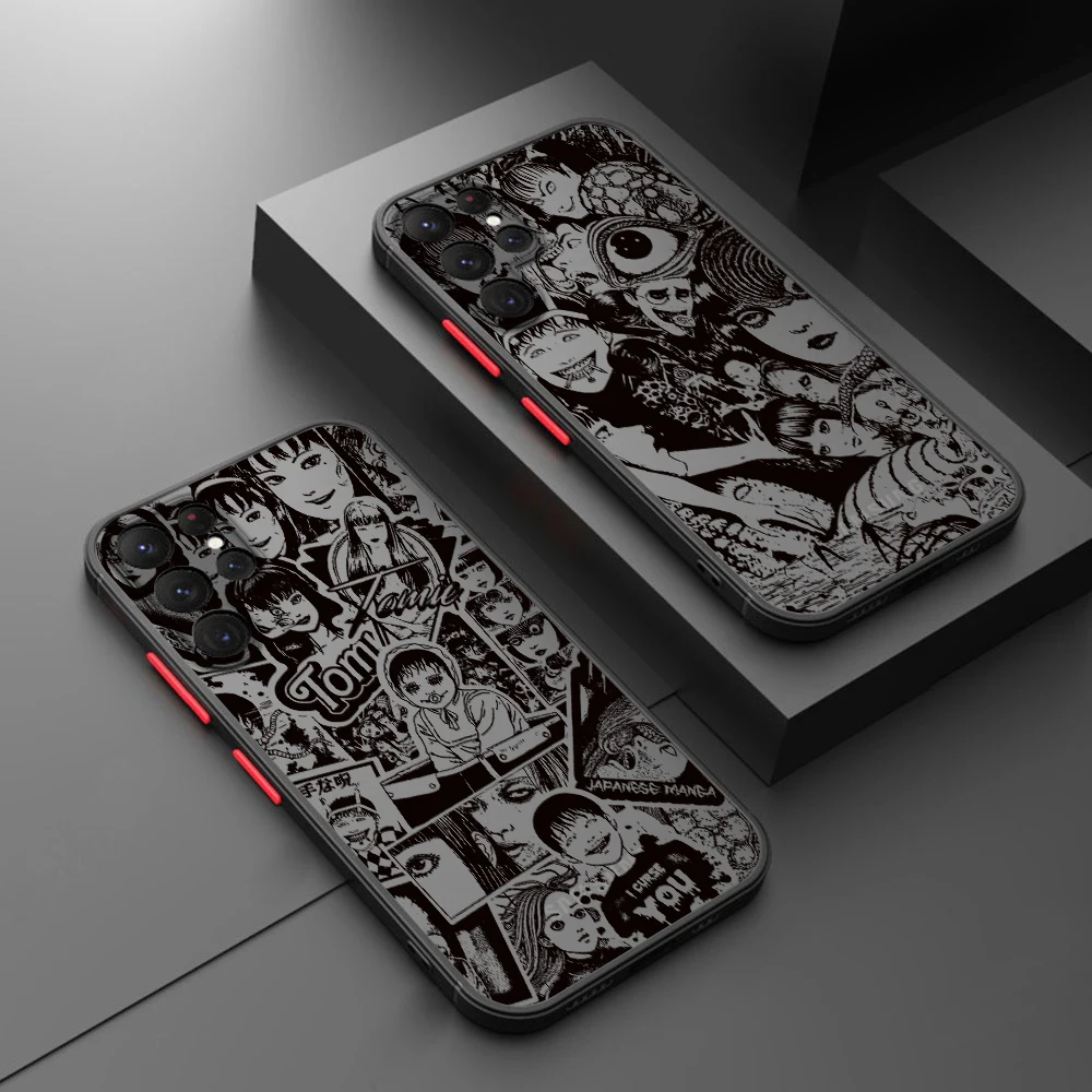 

Junji Ito horror comics Phone Case For Samsung S22 S21 Ultra S20 FE S10E S10 Lite Plus Frosted Translucent Matte Cover