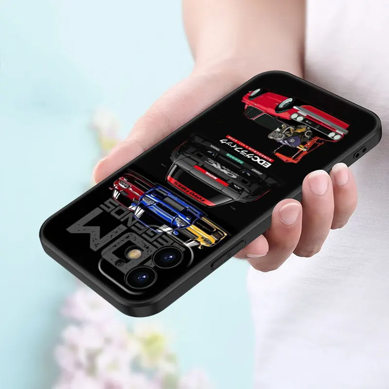 Черный чехол JDM для телефона с изображением спортивных автомобилей и комиксов Apple