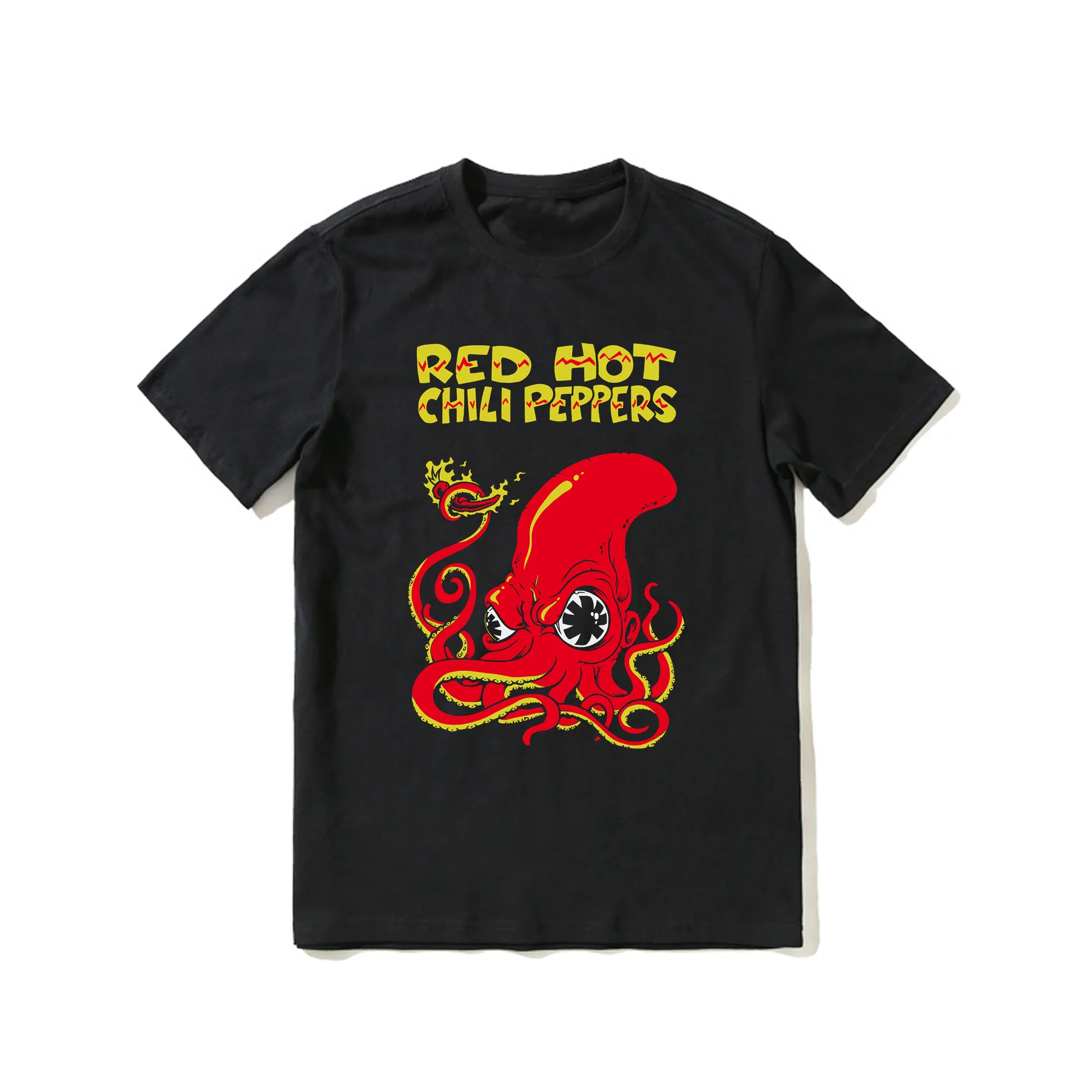 

2023 Hot Sale Summer 100% Cotton Red-Hot-Chili-Peppers Fire Squid T Shirt Men Short Sleeves Cool Tee Hip Hop Streetwear T-shirt