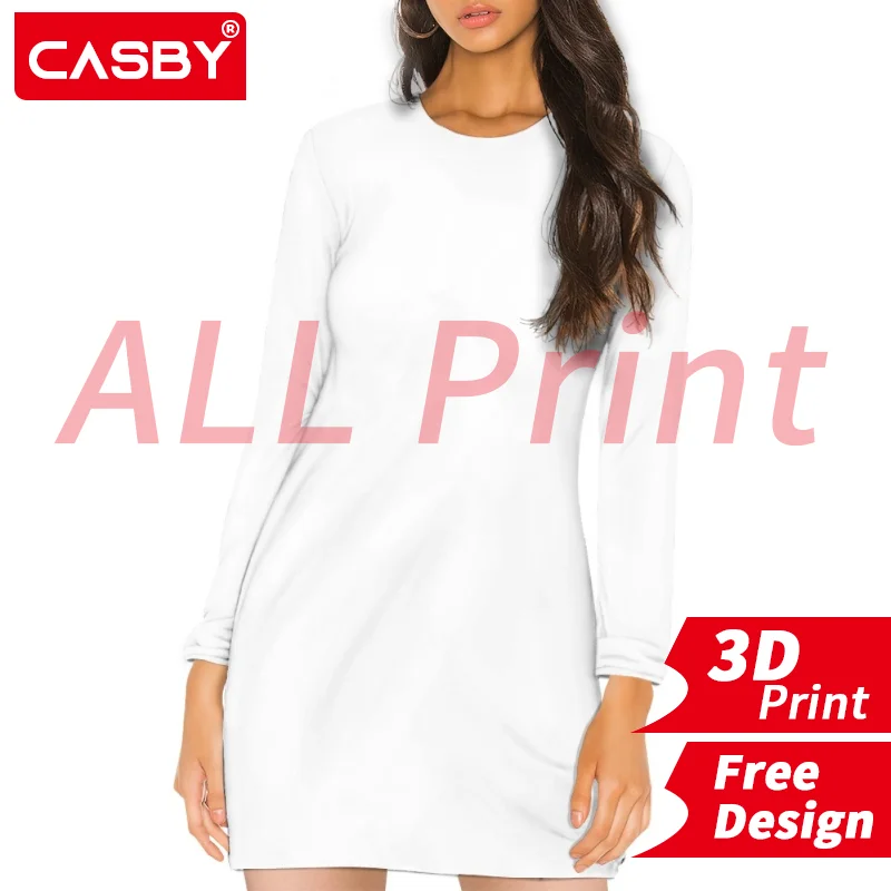

Women 2022 New Loose Dress Spring Long Sleeve Casual T-Shirts 3D Print Custom Logo All Print Design DIY Free Design