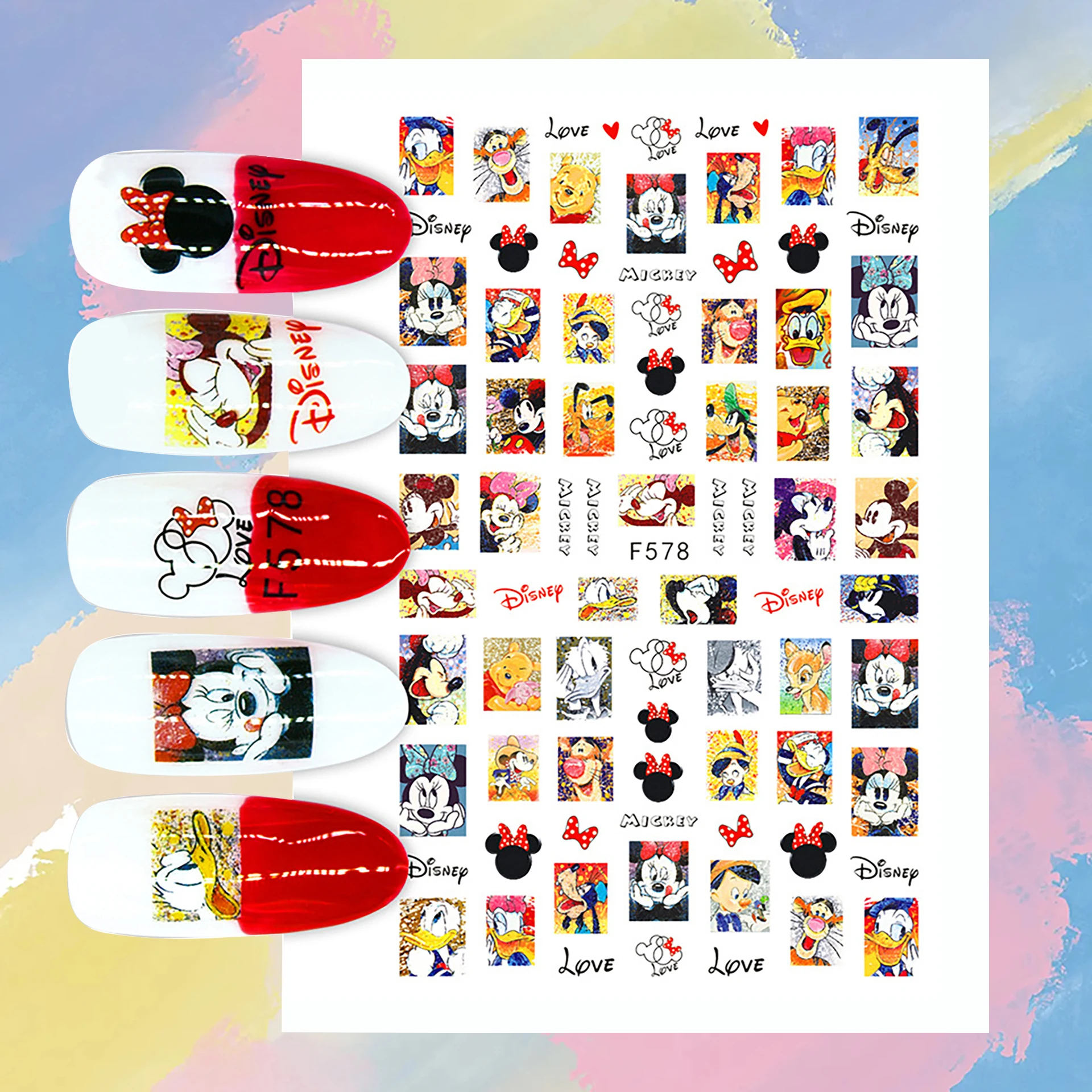 

Disney Snow White Donald Duck Sticker Decal Nail Slider Mermaid Mickey Mouse Nail Sticker Nail Accessories Nail Art Supplies