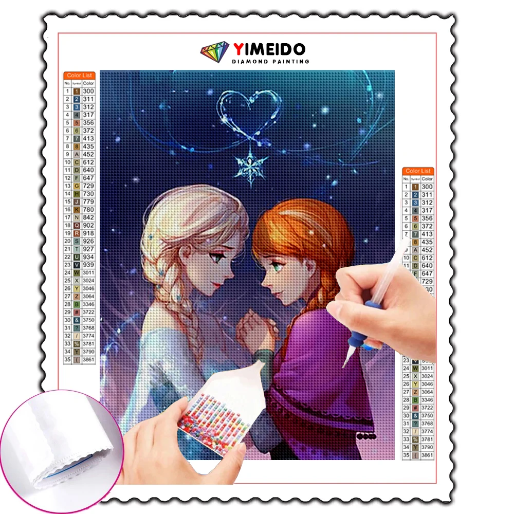 

YIMEIDO Pour Glue New Disney Diamonds Painting Frozen Diamond Embroidery Elsa Anna 5D DIY Kids Handmade Gift Mosaic Home Decor