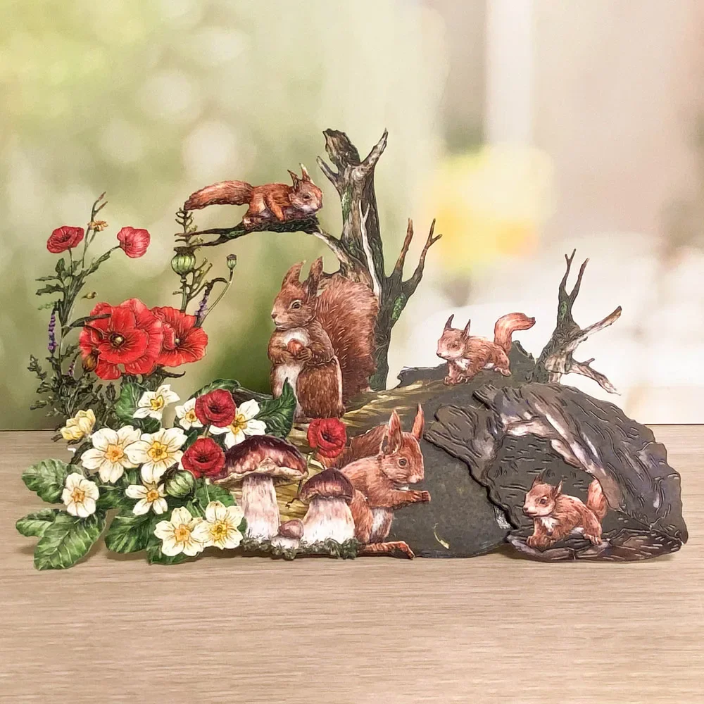 Штампы для скрапбукинга дерево сова цветок гриб рукоделия шаблон фотоальбома