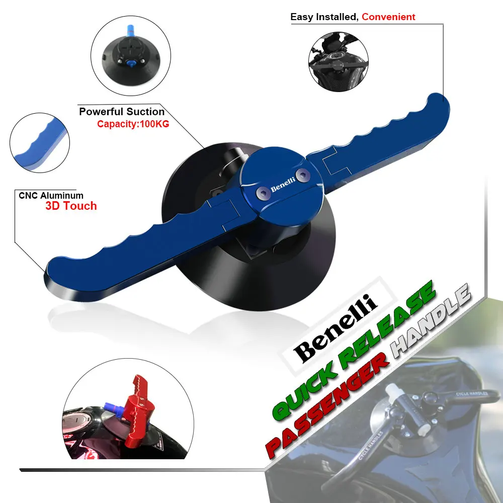 

Quick Release Vacuum Hand Pump Suction Cup Passenger Handgrips Tank Grab Bar Handle Armrest for Benelli Leoncino 500 TNT600