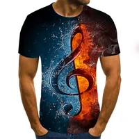 new summer 3d printing funny t shirt musical note high quality musical instruments inclined mens t shirt short sleeve t shirt
