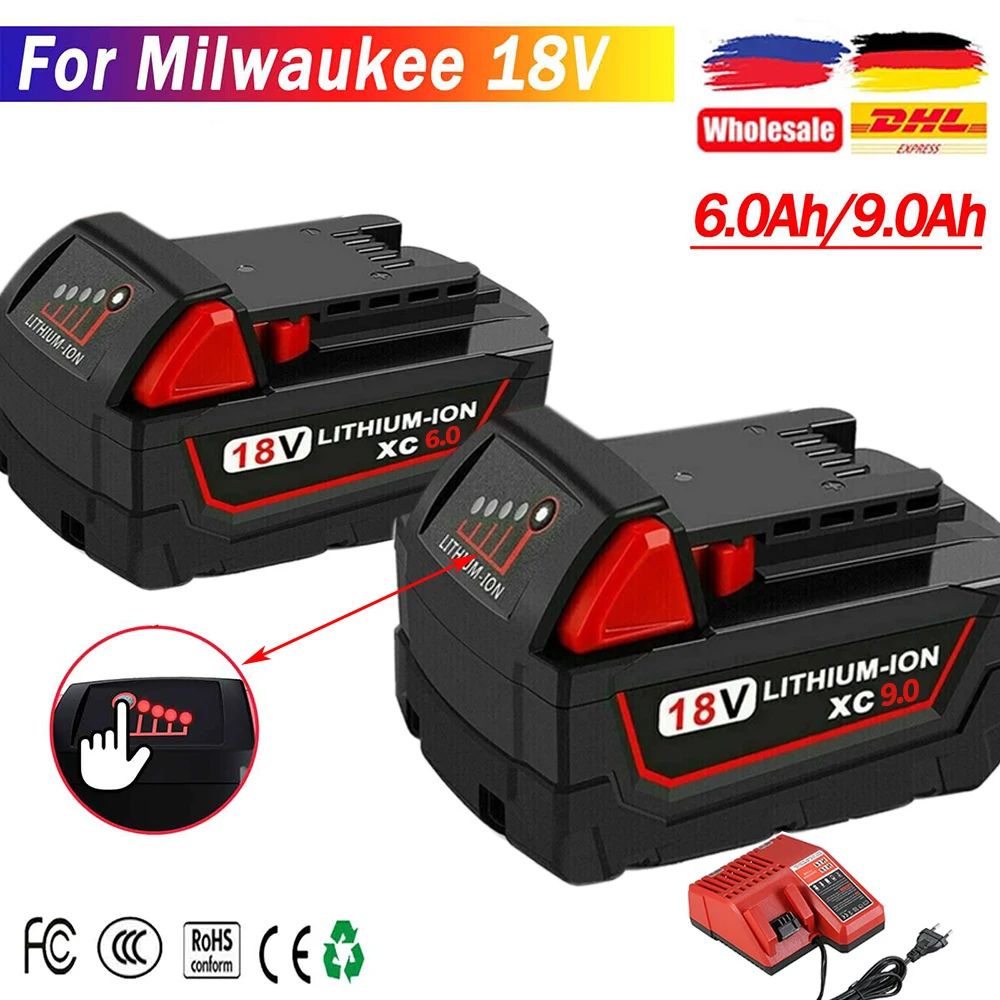

Avtark 6.0Ah/9.0Ah For Milwaukee M18 battery 48-11-1815 48-11-1850 2604-22 2604-20 2708-22 2607-22 power Tools Battery
