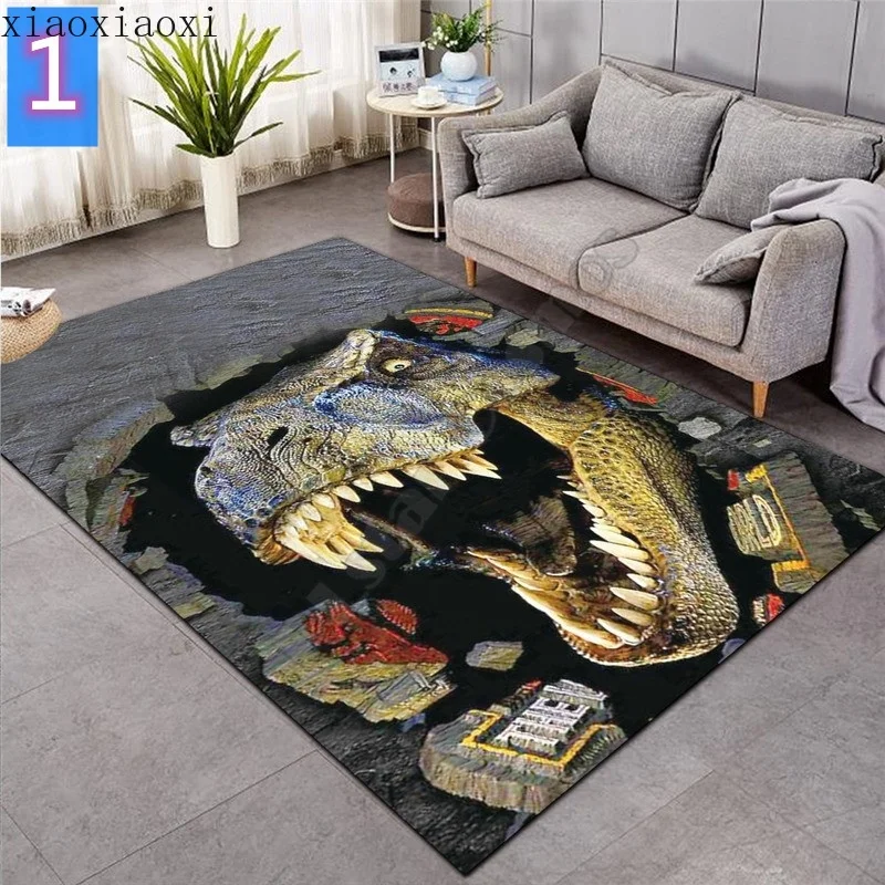 Funny Dinosaur Print Carpet Dark Color Bedroom Bedside Corridor Entrance Doormat Bathroom Floor Mat |